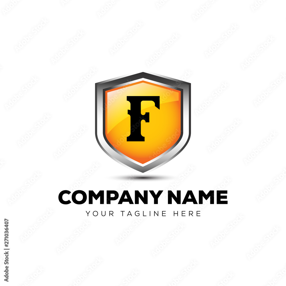 Letter F Shield Logo 3D vector template security company Letter F Shield Logo 3D vector template security company