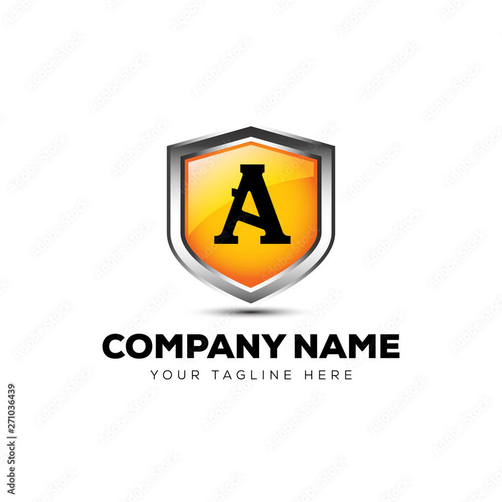 Letter A Shield Logo 3D vector template security company Letter A Shield Logo 3D vector template security company