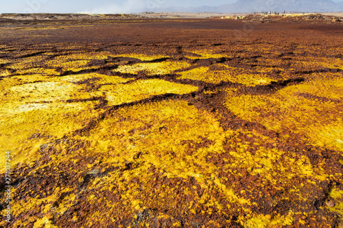 Acid and salty concretions in Dallol site in the Danakil Depression in Ethiopia, Africa photo