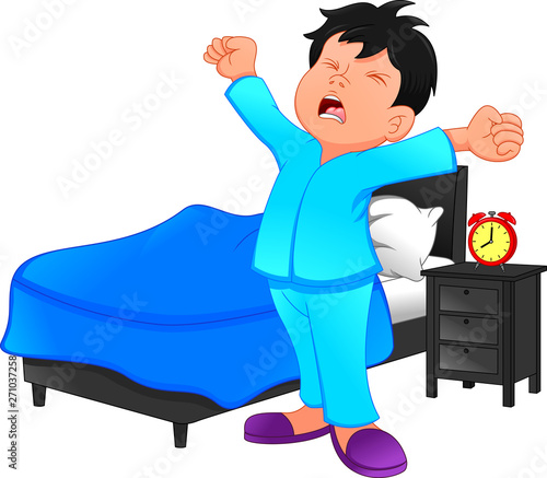 little boy wake up in the morning