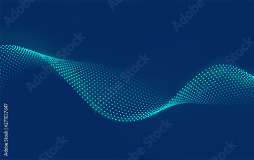 Beautiful wave shaped array of glowing dots.Abstract vector design element. 