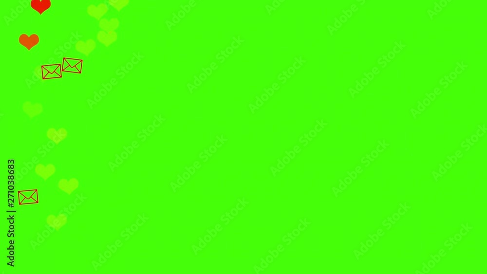 Social media Love Hearts and letterboxes (envelope) icons animation rise from bottom to top on green screen. Good for marketing concept or short video background for social networks story. Social media Love Hearts and letterboxes (envelope) icons animation rise from bottom to top on green screen. Good for marketing concept or short video background for social networks story.