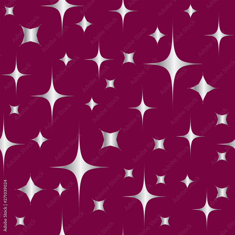 Seamless pattern with shining silver stars on red background Seamless pattern with shining silver stars on red background