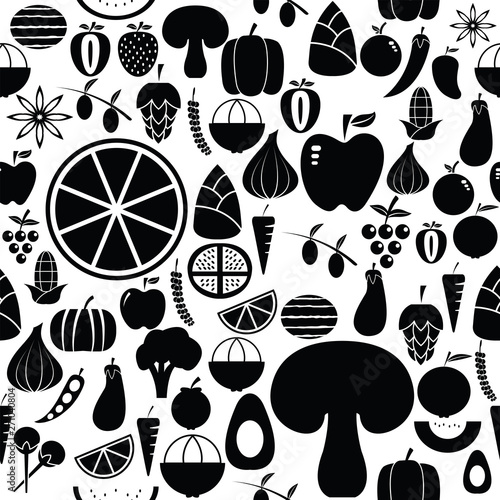 fruit and vegetables seamless pattern background icon.