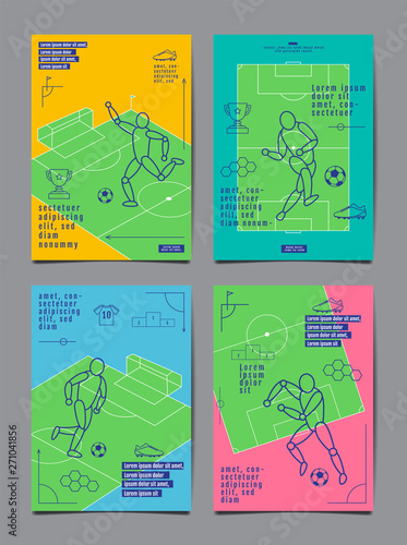 Template Sport Layout Design, Flat Design, single line,  Graphic Illustration, Football, Soccer, Vector Illustration.