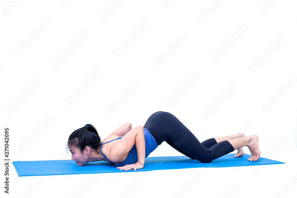 Beautiful Asia girl practicing yoga on isolated white background : Concept practicing Beautiful Asia girl practicing yoga on isolated white background : Concept practicing