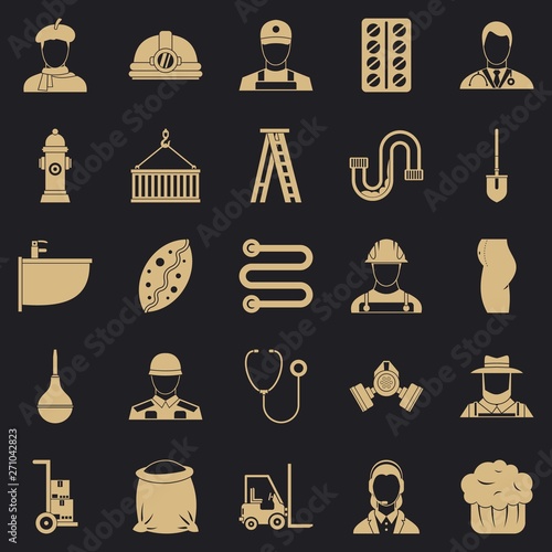 Different professions icons set. Simple set of 25 different professions vector icons for web for any design