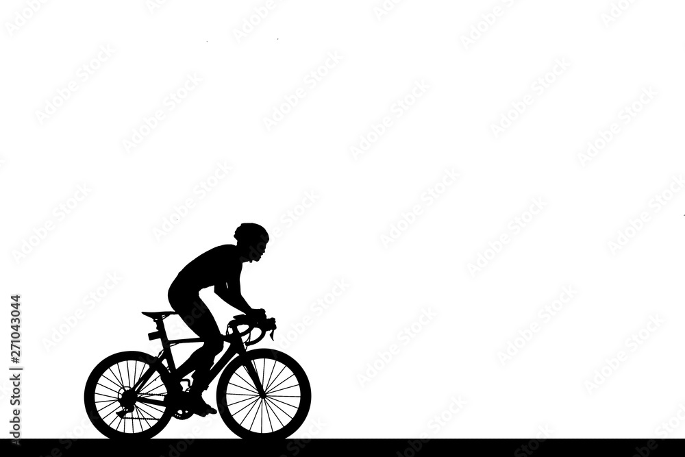 Cycling Silhouette on white background Cycling Silhouette on white background