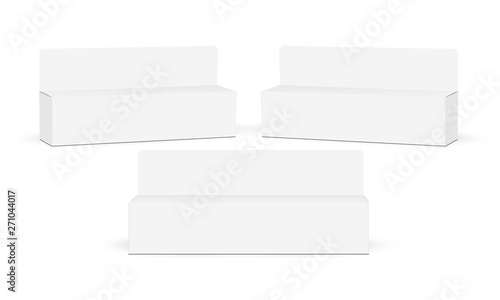 Set of rectangular horizontal boxes for toothpaste or cream, isolated on white background. Vector illustration