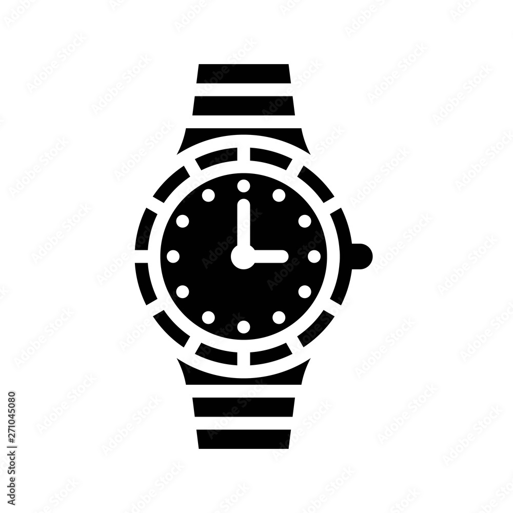 Watch vector illustration, Isolated solid style icon Watch vector illustration, Isolated solid style icon