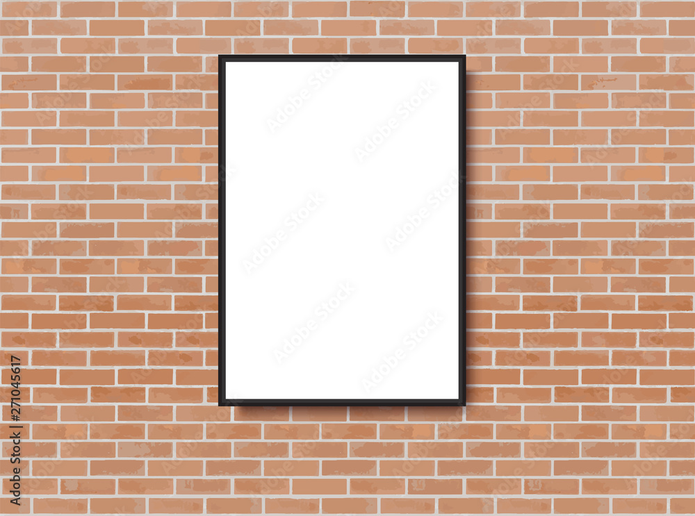 Mock up poster with loft interior background. Frame on the wall. Photoframe mock up. Simple empty framing for your business design. Brick wall. Vector template for picture, painting, poster Mock up poster with loft interior background. Frame on the wall. Photoframe mock up. Simple empty framing for your business design. Brick wall. Vector template for picture, painting, poster