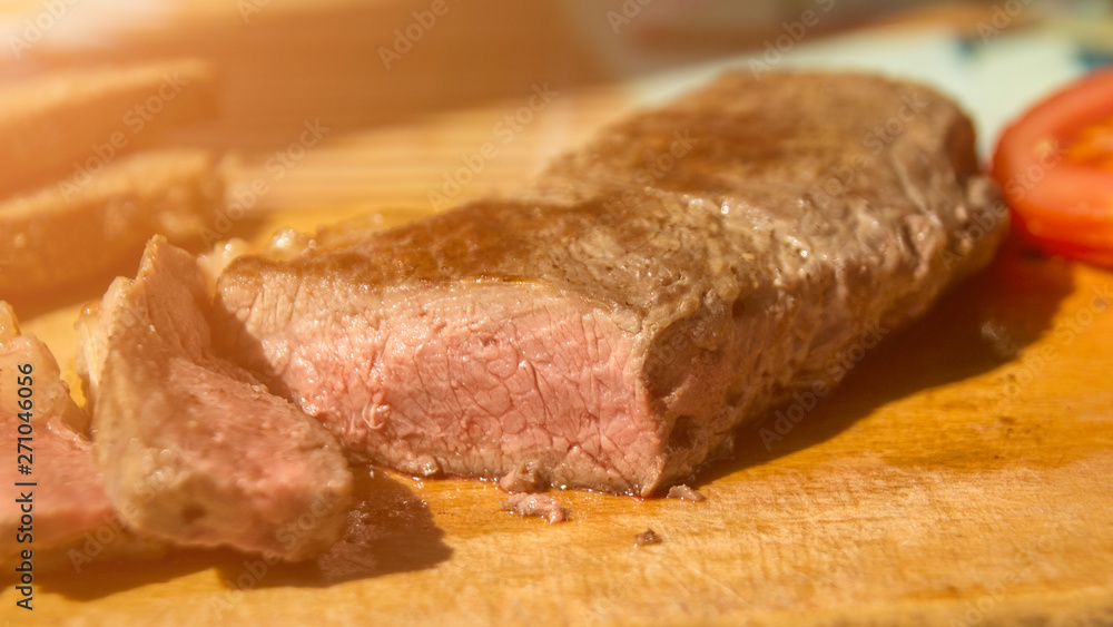 Nice juicy steak on the plate