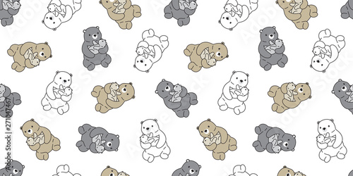Bear seamless pattern vector polar bear kid scarf isolated cartoon repeat background tile wallpaper illustration design