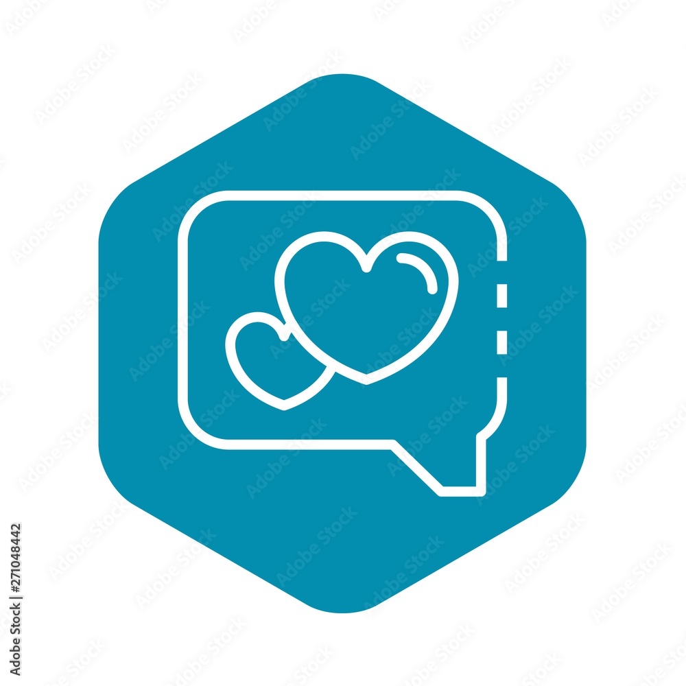 Heart in bubble chat icon. Outline heart in bubble chat vector icon for web design isolated on white background Heart in bubble chat icon. Outline heart in bubble chat vector icon for web design isolated on white background