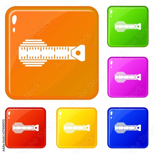 Measuring centimeter icons set collection vector 6 color isolated on white background