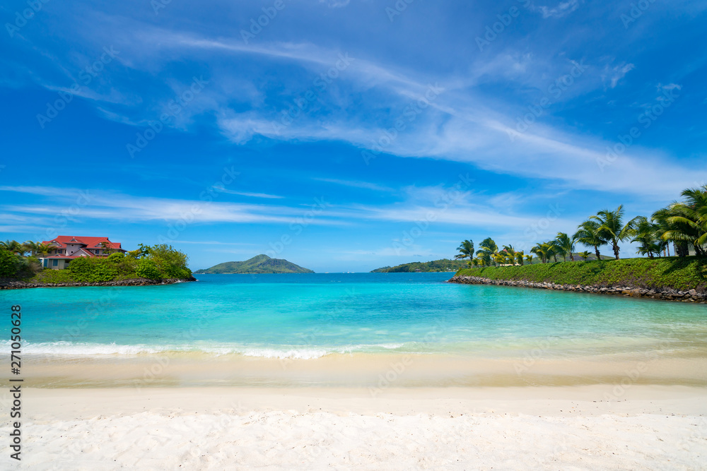 View of Eden Island Mahe Seychelles at sunny weather