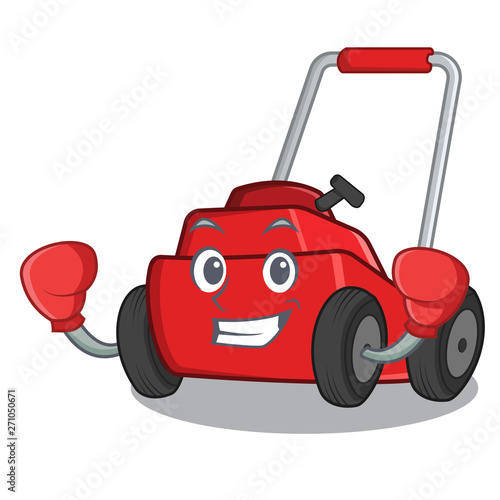 Boxing lawnmower in the a mascot shape