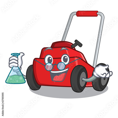 Professor lawnmower isolated with in the cartoon