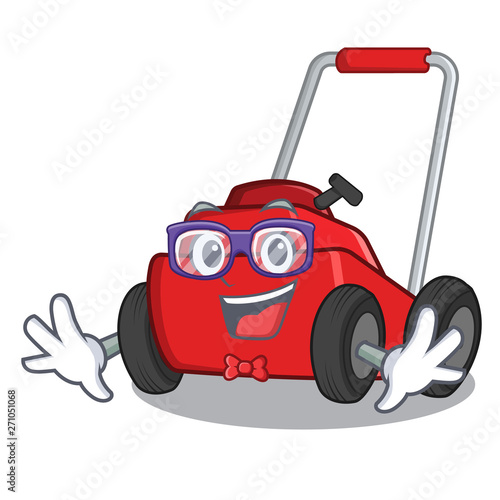 Geek lawnmower isolated with in the cartoon