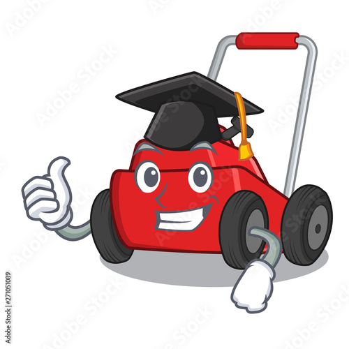Graduation lawnmower isolated with in the cartoon
