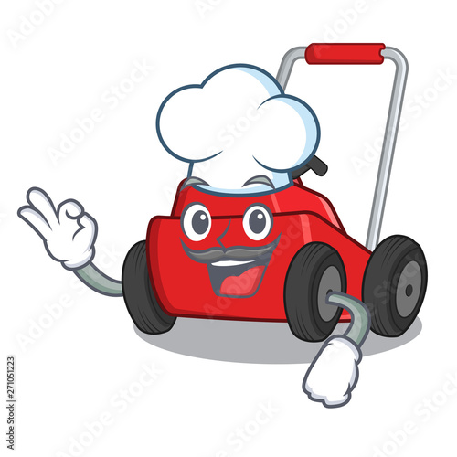 Chef lawnmower isolated with in the cartoon