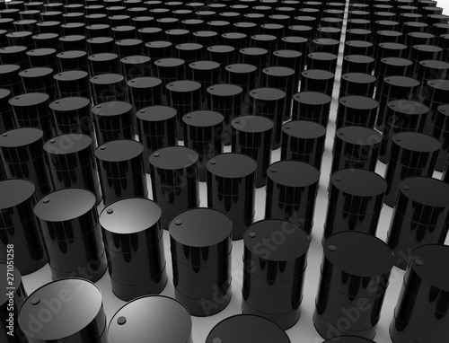 3D rendering of oil barrels isolated in white studio background.