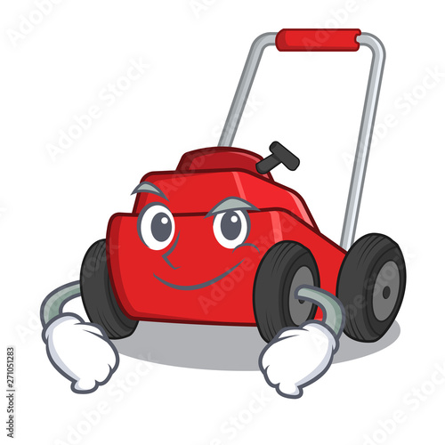 Smirking lawnmower isolated with in the cartoon