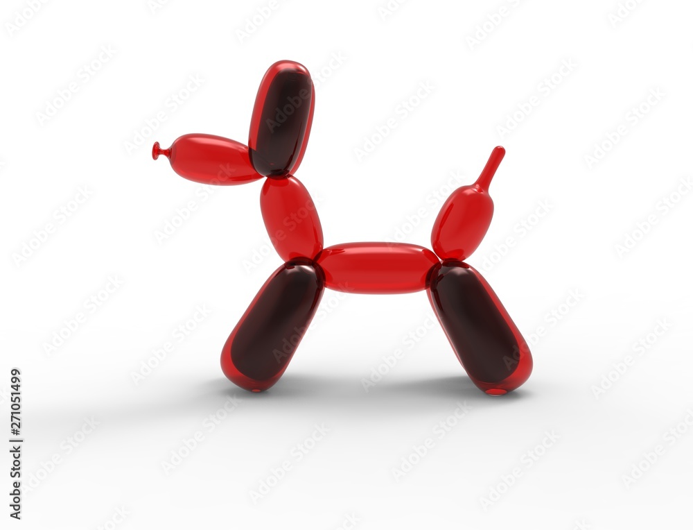 3D rendering of a balloon dog isolated in white studio background. 3D rendering of a balloon dog isolated in white studio background.