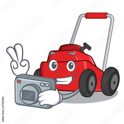 Photographer lawnmower toys in the character shape