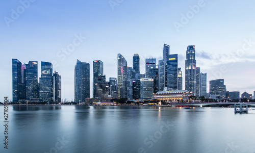 SINGAPORE-JUN 07 2017:Singapore Marina bay city core area skyline night © dongli