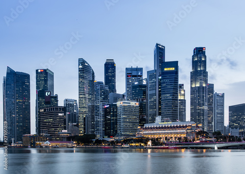 SINGAPORE-JUN 07 2017 Singapore Marina bay city core area skyline night