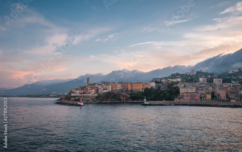 Evening light on the old port at Bastia In Corsica