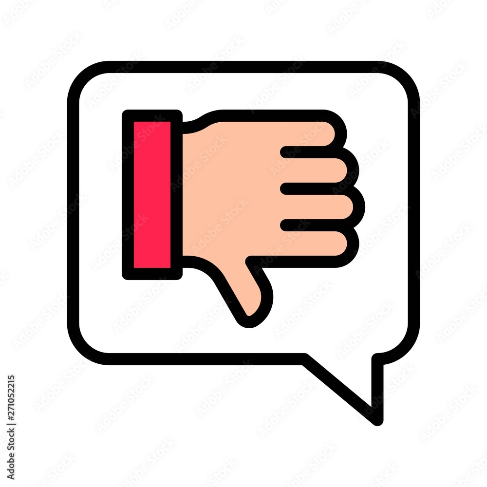 Thumb down in speech bubble vector, Social media filled editable stroke icon Thumb down in speech bubble vector, Social media filled editable stroke icon