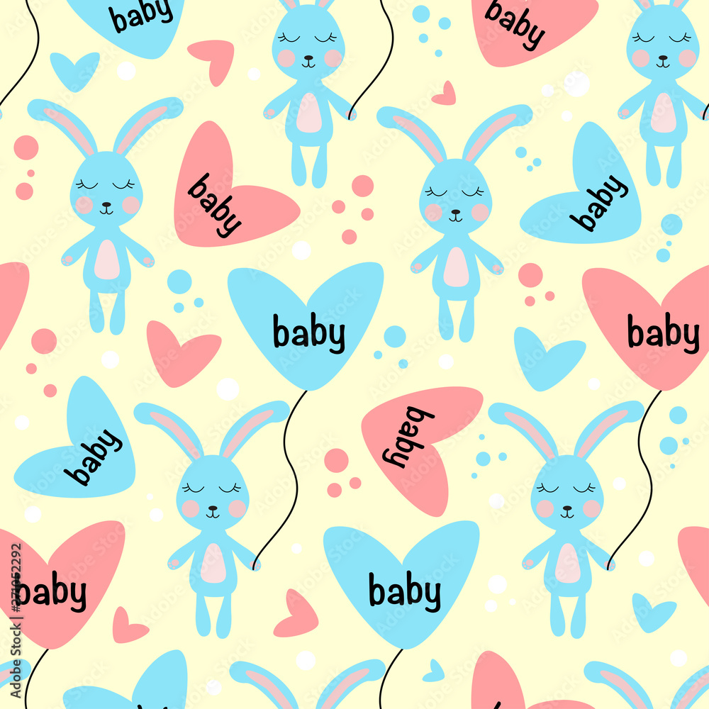 Obraz premium seamless pattern with blue bunny - vector illustration, eps