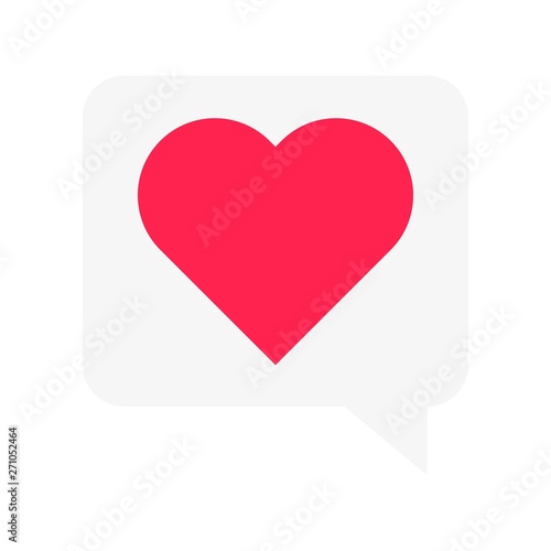 Heart in speech bubble vector, Social media flat style icon