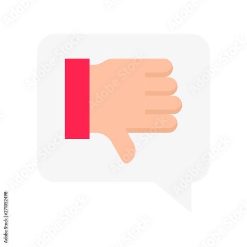 Thumb down in speech bubble vector, Social media flat style icon