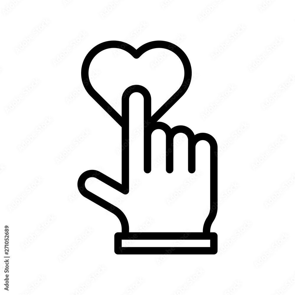 Hand push heart button vector, Social media line style icon Hand push heart button vector, Social media line style icon