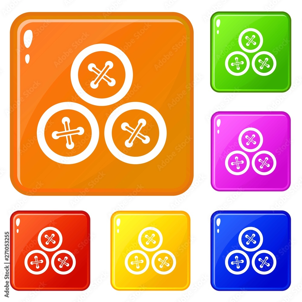 Buttons for sewing icons set collection vector 6 color isolated on white background Buttons for sewing icons set collection vector 6 color isolated on white background
