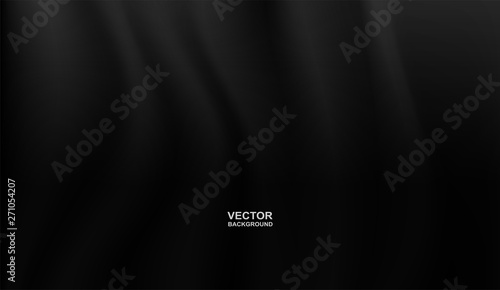 Abstract . black fabric wavy folds background .light and shadow .Vector.