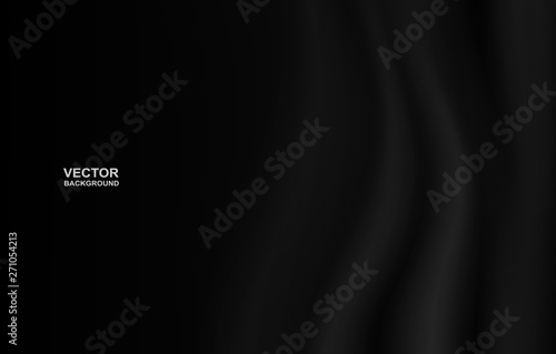 Abstract . black fabric wavy folds background .light and shadow .Vector.
