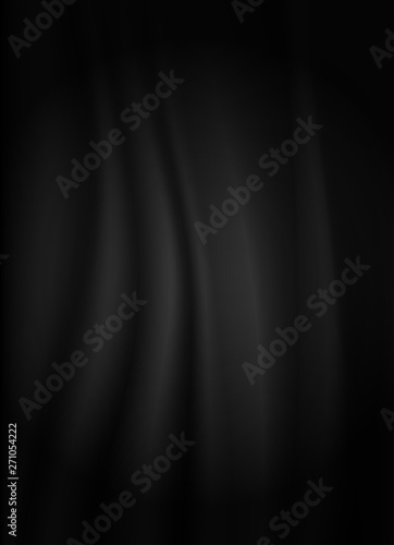 Abstract . black fabric wavy folds background .light and shadow .Vector.