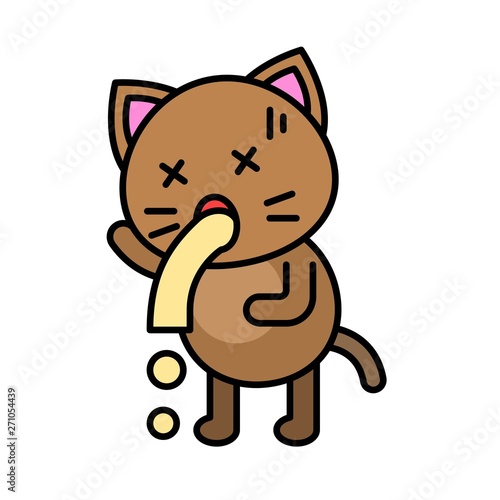 Cute Cat avatar vector illustration, filled icon editable stroke