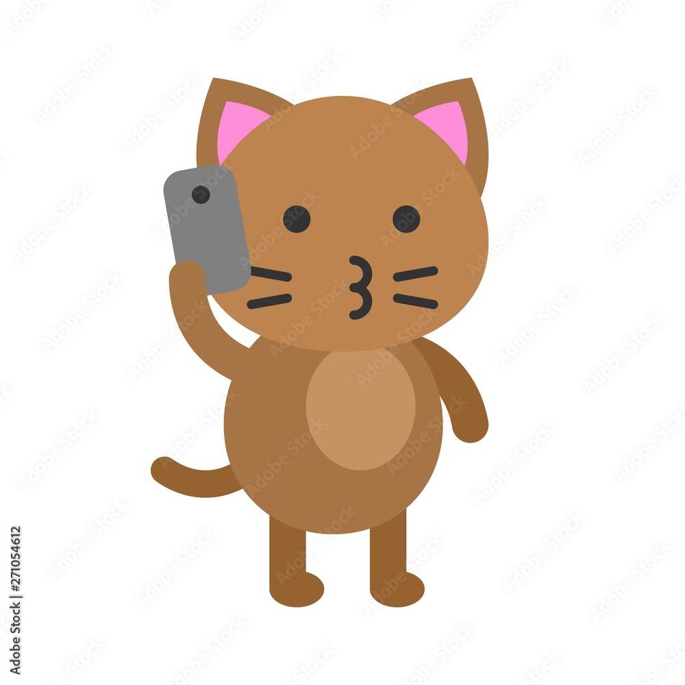 Cute Cat avatar vector illustration, flat icon Cute Cat avatar vector illustration, flat icon