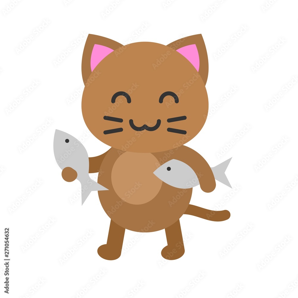 Cute Cat avatar vector illustration, flat icon Cute Cat avatar vector illustration, flat icon