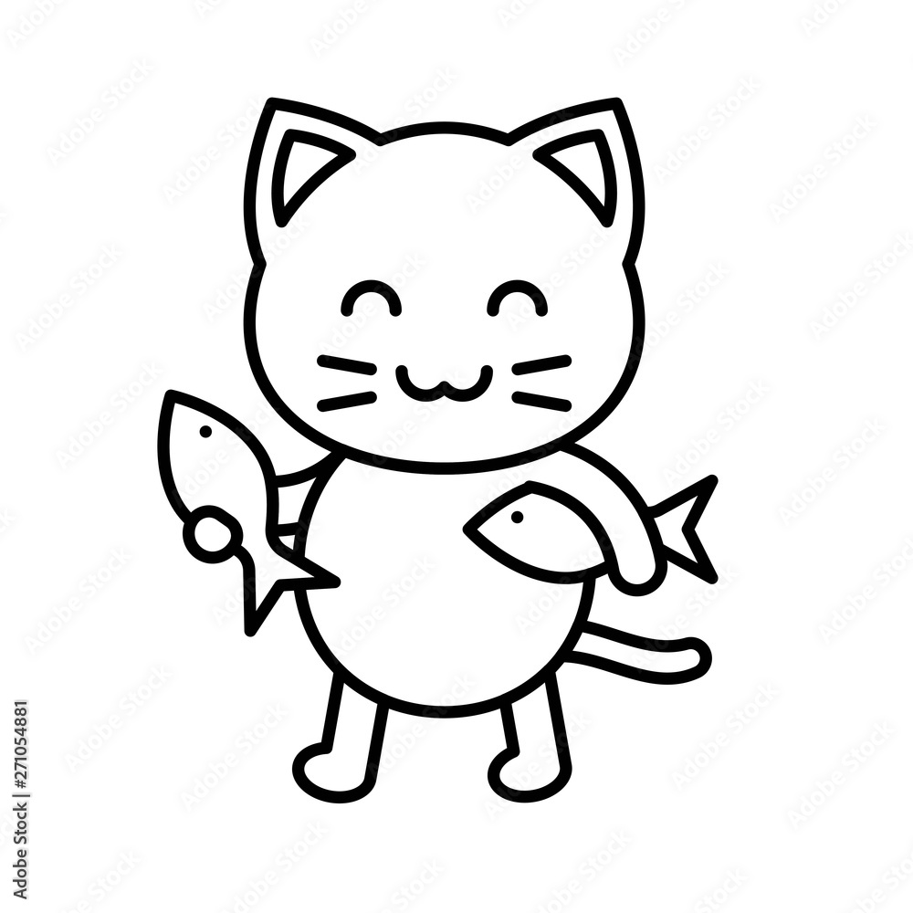 Cute Cat avatar vector illustration, line icon editable stroke Cute Cat avatar vector illustration, line icon editable stroke
