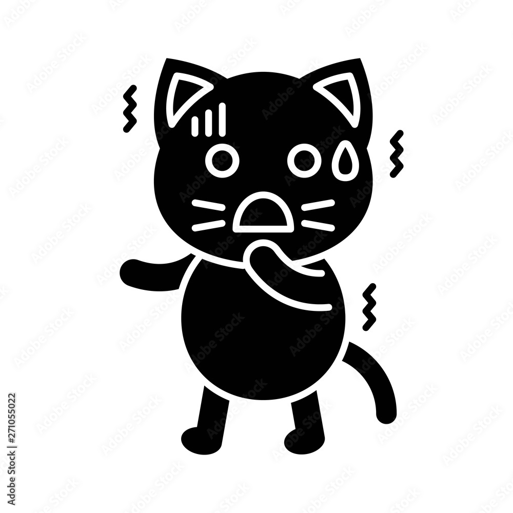 Fototapeta premium Cute Cat avatar vector illustration, solid icon
