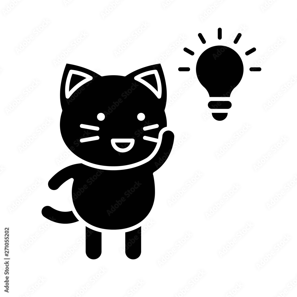Cute Cat avatar vector illustration, solid icon Cute Cat avatar vector illustration, solid icon