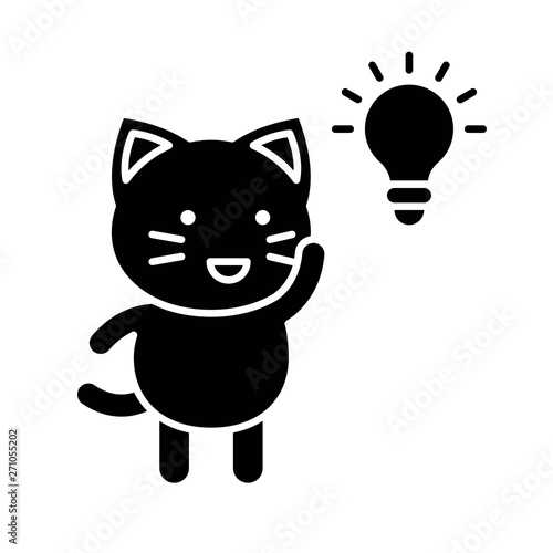 Cute Cat avatar vector illustration, solid icon