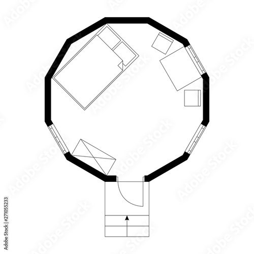 Dodecagon house. Plan of original garden house from one room.