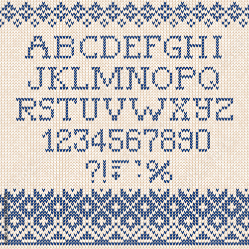 Christmas Font: Scandinavian style seamless knitted ornament pat